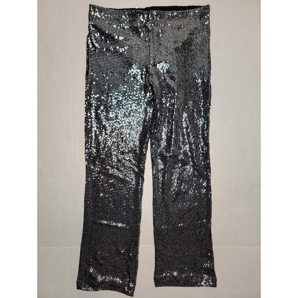 Free People Black Combo Shine On Women Pants size 4 Straight Crop Going Out NEW - Picture 3 of 8